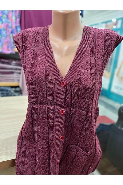 TCR Women's Knitwear Buttoned Pocket Knitted Pattern Seasonal Cardigan Vest