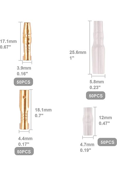 Choice 200PCS 3.9mm Bullet Connectors Kit Brass Bullet Male & Female Wire Terminals Connector with Insul...