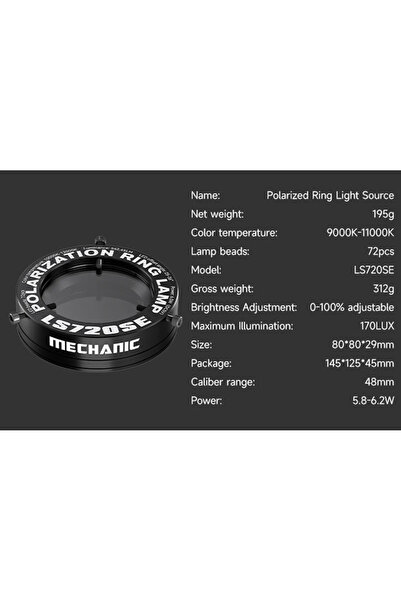 Choice LS720SE 【ميكانيكي】 مصباح حلقي مستقطب LS720+ LS360 يزيل الانعكاس من أجل