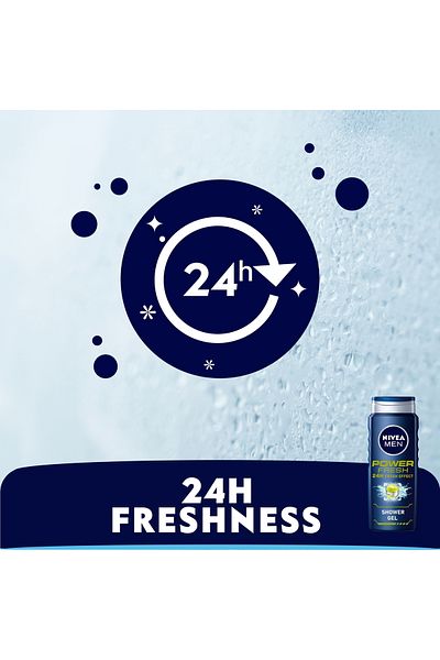 NIVEA MEN Power Fresh Shower Gel 500ml Long-Lasting Freshness & Deep Clean