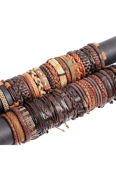 Choice BROWN 10PCS Random Style Men's Women's Webbing, Rope,Leather Bracelet Classical Festive Women Gift(I