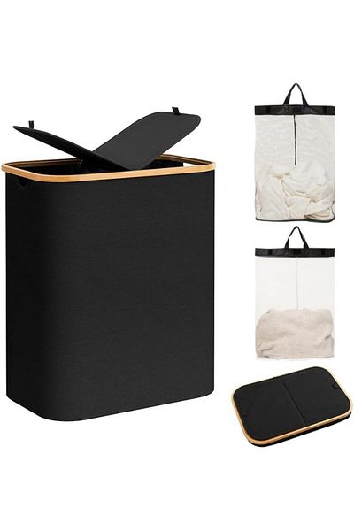COOYA Laundry Hamper with lid, Portable Clothes Hamper for Dorm Room, Bathroom, Bedroom, foldable Hamper