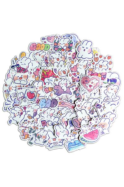 Choice 60pcs 10/20/60pcs Cartoon Rabbit Mongmong Stickers Laptop Scrapbook Notebook Diary DIY Cute Vinyl De
