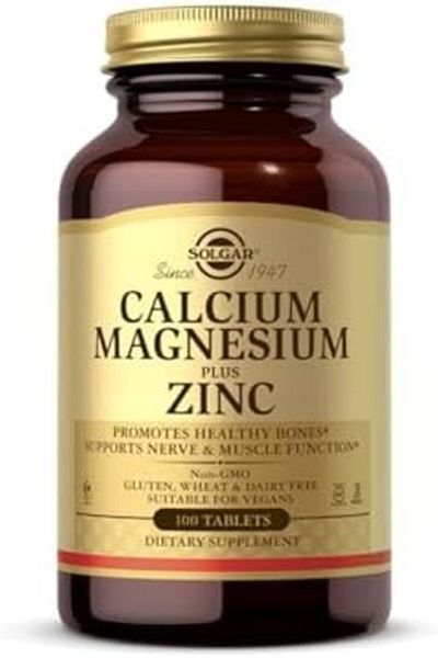 Solgar Calcium Magnesium Plus Zinc Tablets, 100 Count