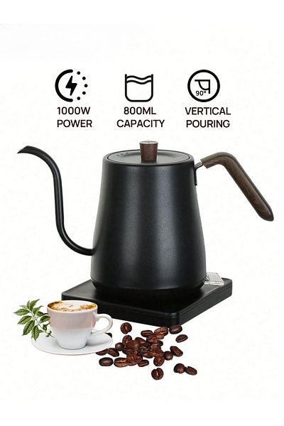 COOYA Electric Gooseneck Kettle,Anti-Scale Handles,Stainless Steel For Brew Coffee Tea,1000w,800ml