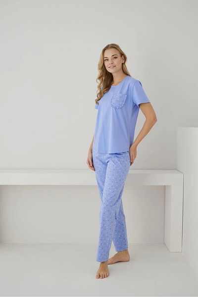 Pijamoni Set pijama liliac cu mânecă scurtă din țesătură din jerseu - 2556