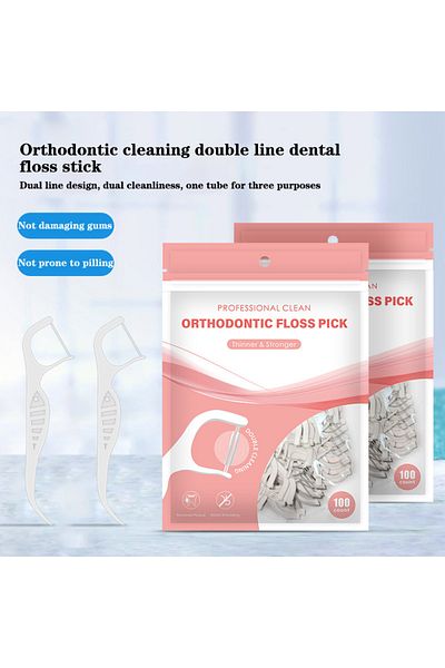 JETTING 100pcs/Pack Twin Line Orthodontic Floss Bar Dental Bracket Steel Wire Slot Dental Floss Toothpick...