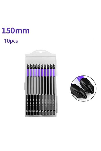 onmaiwei 10pcs 150mm Impact Screwdriver Bit Set PH2 Magnetic Batch Head Electric Screwdriver 1/4Inch Hex Allo