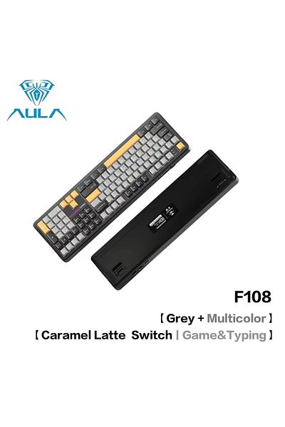 Choice F108 Gray Mix Aula F108pro Mechanical Keyboard Three-mode Bluetooth /2.4g/ Wired Customized Full-key