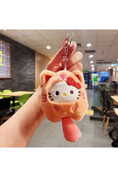 Choice Hello Kitty Sanrio Plush Keychain Hello Kitty MyMelody Kuromi Cinnamoroll Cartoon Animal Stuffed Sch