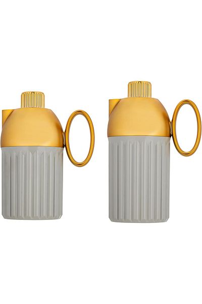 ALSAIF 2-pieces Coffee And Tea Vacuum Flask, 0.7/1.0 Liter, Matte Grey/gold