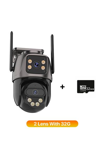 Wonsdar Eu Plug 2 Lens With 32g Three Screen Wifi Ip Camera Outdoor 4k Dual Lens Ptz Camera Ai Human Detecti