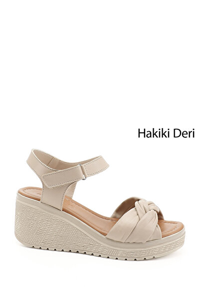 GÖNDERİ(R) Γυναικεία πέδιλα από γνήσιο δέρμα με λουράκι με κορδόνια με τακούν...