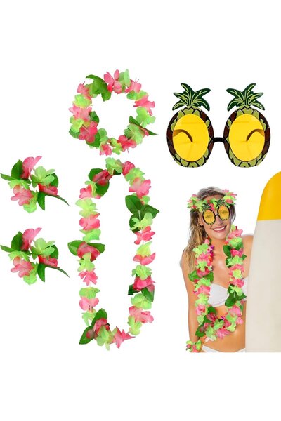 Jodsen Set 4 ghirlande hawaiene si o pereche de ochelari Jodsen, plastic, mul...