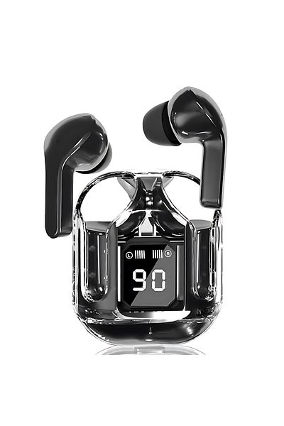 Choice Black True Wireless Bluetooth Headset Transparent Design With Led Digital Display Stereo Sound Tws E