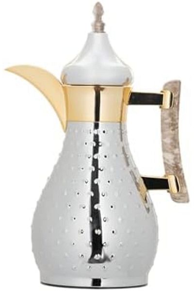 ALSAIF Coffee And Tea Vaccum Flask In Chrome/gold / Leak-proof And Keeps Drinks Hot 0.35 Liter