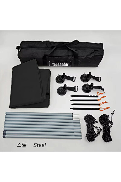 Top Lander مجموعة أعمدة فولاذية سوداء، مظلة جانبية للسيارة من مانتا راي، قماش...