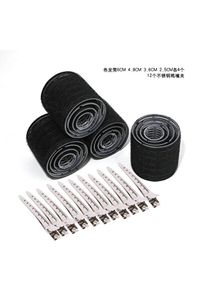 Choice أسود - 28 قطعة 28 قطعة/مجموعة مجموعات بكرات الشعر 18 قطعة من بكرات الشعر البلاستيكية ذاتية الإمساك 3 أحجام بكرات الشعر 10 قطع