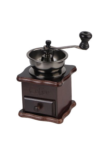 Choice Dark Color Wooden Mini Retro Style Manual Coffee Bean Grinder Utensils Stainless Steel Handle With C