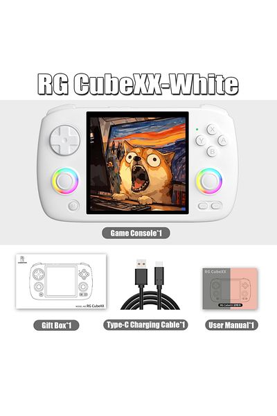 Choice وحدة تحكم ألعاب محمولة من Anbernic Rg Cubexx، 64 جرامًا (مع التطبيق)، شاشة 3.95 بوصة، 720*720، IPS، Oca 1:1، 3800 مللي أمبير/ساعة