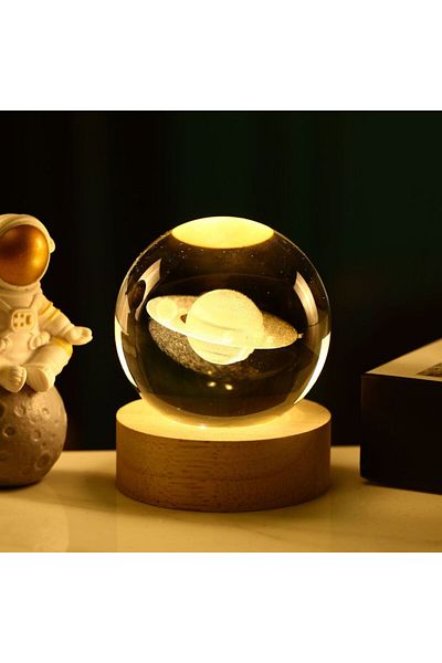Choice Saturn 6cm 3D Crystal Ball Crystal Planet Night Light Laser Engraved Solar System Globe Astronomy Bi