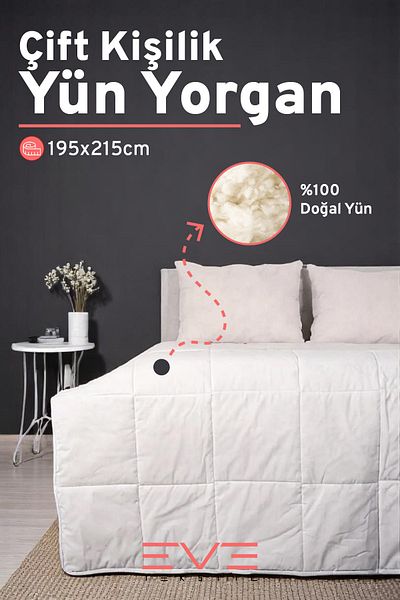 Eve Tekstil 100% Merino Lamb Cotton Antiallergic 195X215Cm Quilt Personality