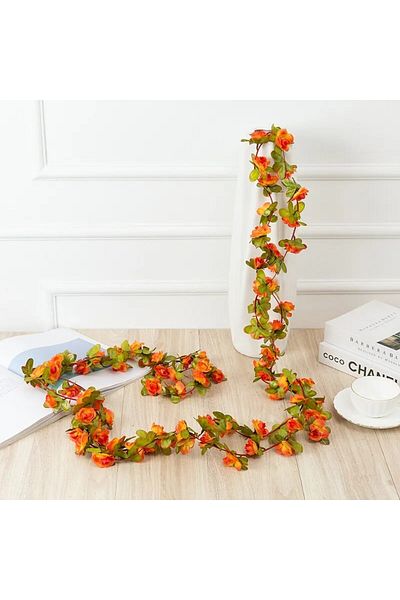 Choice 1pcs Orange 250CM Rose Artificial Flowers Christmas Garland for Home Room Wedding Decoration Spring