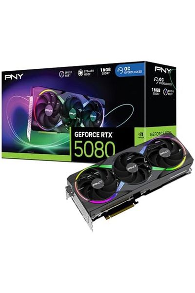 PNY بطاقة رسومات PNY GeForce RTX 5080 سعة 16 جيجابايت ARGB OC Triple Fan DLSS 4