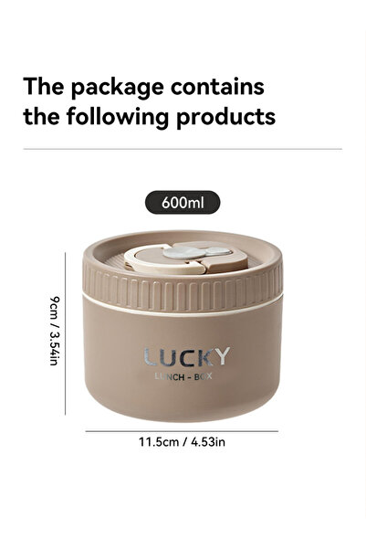 WORTHBUY مجموعة صندوق غداء بينتو كاكي 600 مل، حاوية غداء محمولة دافئة مع حقيبة معزولة، 18/