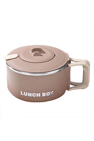 Choice 1200ml first floor 1 grid coffee color 1pcs 304 Stainless Steel Lunch Box Noodle Bowl With Lid Drain