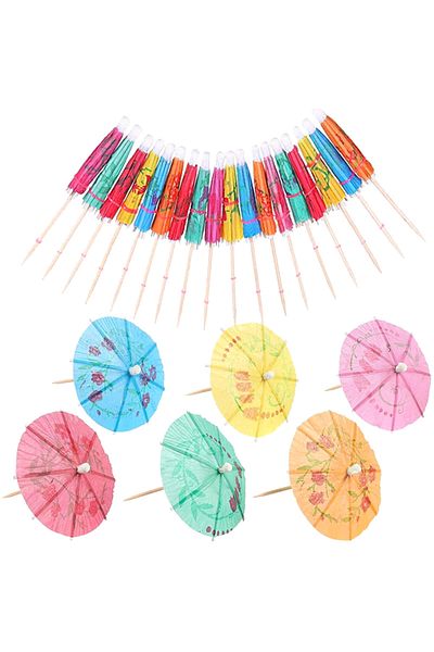 Choice 50pcs Drink Fruit Cake Sticks Mini Umbrella Paper Cocktail Parasols Wedding Decoration Baby Birth...