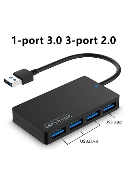 LccKaa موزع USB عالي السرعة USB 3.0 موزع USB متعدد الوظائف بأربعة منافذ ومحول وموزع وموسع وتوصيل وتشغيل