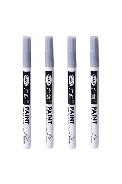Choice 4Pcs silver 4Pcs/set Oil Based White Black Permanent Paint Markers Pens 0.7mm Extra Fine Waterproof,