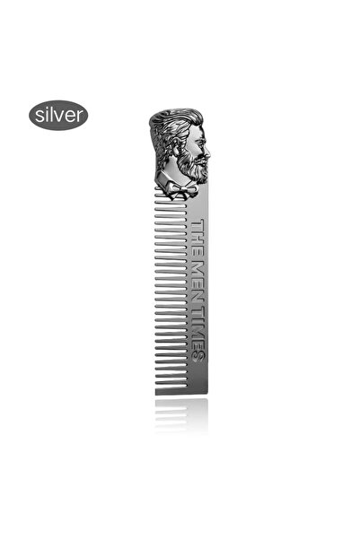 Choice مشط معدني احترافي لتصفيف شعر اللحية والشارب من بورتريه سيلفر من الفولاذ المقاوم للصدأ للرجال