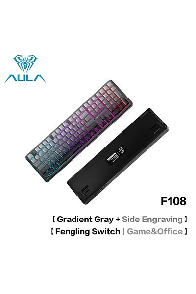 Choice F108 Gray AULA F108pro Mechanical Keyboard Three-mode Bluetooth /2.4G/ Wired Customized Full-key Ho