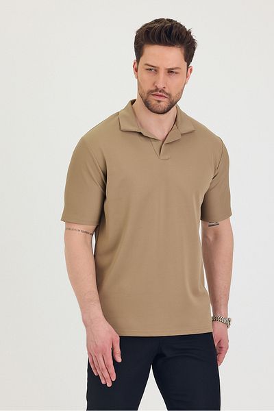 COOL TARZ Ανδρικό μπλουζάκι με λαιμόκοψη 100% βαμβακερό ζακάρ πικέ πλεκτό