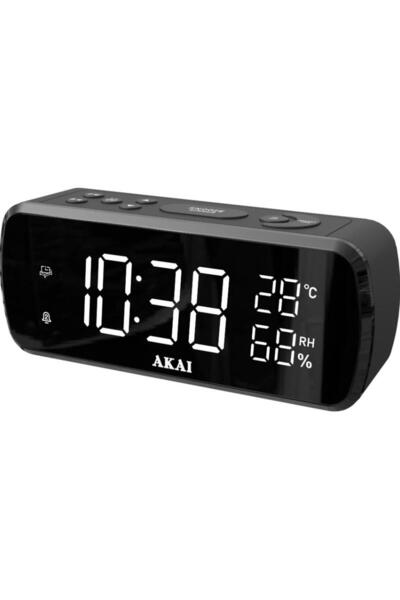 AKAI AKAI ACR-1080 Clock Radio, LED Display, Humidity and Temperature Indicator (Black)