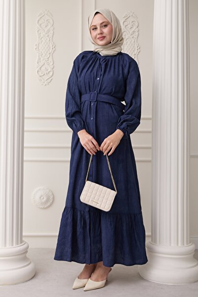 InStyle Judge Collar Strawberry Pattern Navy Blue Dress