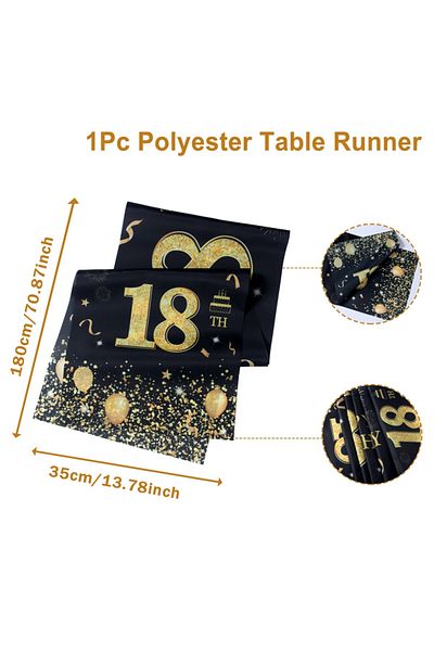Choice Style 1 Black Gold Birthday Table Runner Happy Birthday Party Decoration18th 30th 40th 50th 60th Bir