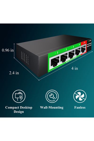Choice1 GS105-EU PLUG Cloud-managed Gigabit Ethernet Switch 4 Port Network Switch 48V POE-IN Network Extende