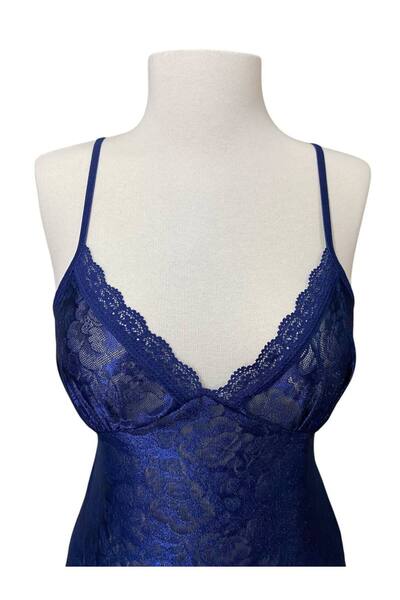 İNSPİRA Women's Short Jacquard Slit Detailed Transparent Nightgown Thong Set