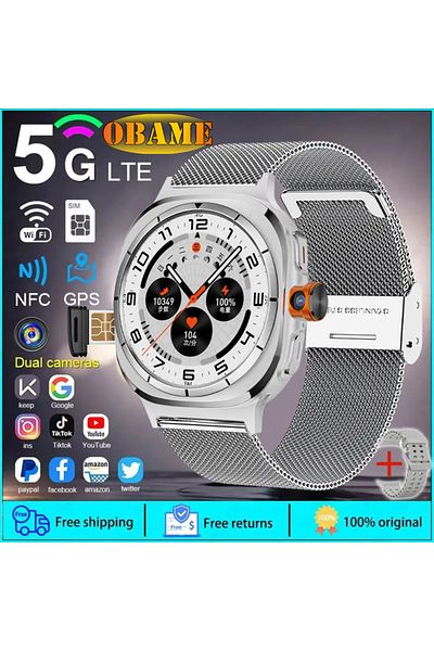 Choice 4G 5G SIM Silver mesh belt New Watch U8 Ultra Smart Watch Video Call Smartwatch 4G/5G Sim Card GPS W