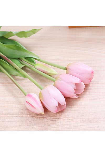 Choice Pink 5pcs Artificial Tulips Flowers Real Touch Pink High Quality Luxury Silicone Fake Flower Home Ro
