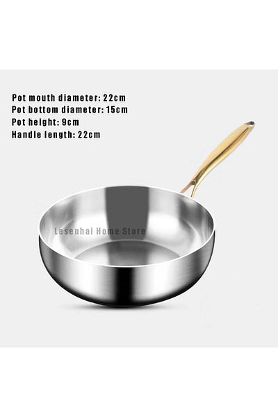 Choice 22cm 316 Stainless Steel Deep Frying Wok Pan Nonstick Cooking Fried Steak Gas Stove Pot Induction Ge
