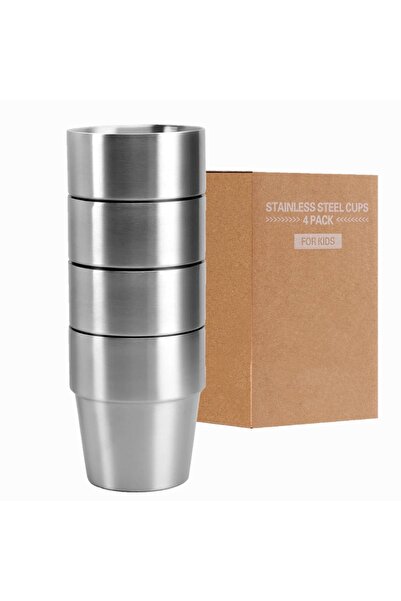 Choice 175ml 6oz B Set of 4 Stainless Steel Cups 10oz 6oz Camping Mugs 4pcs Reusable Premium Metal Cup Doub
