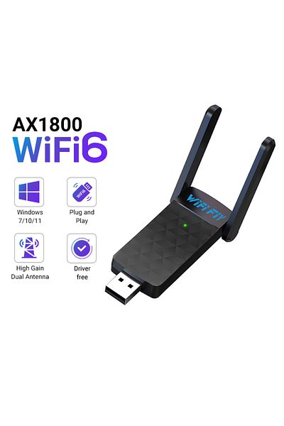 Choice محول واي فاي 6 USB بسرعة 1800 ميجابت في الثانية، دونجل واي فاي USB3.0 بسرعة 5 جيجاهرتز/2.4 جيجاهرتز، بطاقة شبكة لاسلكية 802.11ax عالية الكسب...