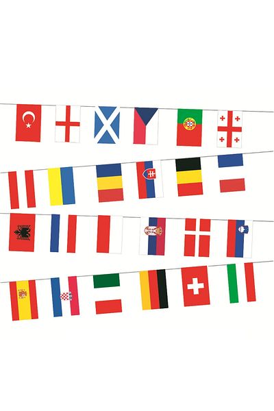 VKTECH 1 PCS 2024 Europe Countries Flag Euro Country Flag Football Cup 7M Bunting National String Flags Ban