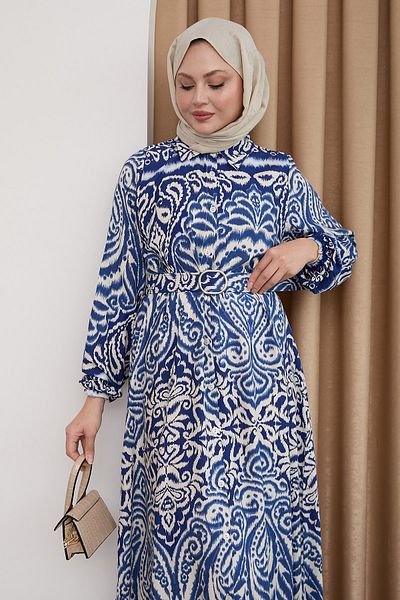 InStyle Rochie albastră din viscoză cu model de umbră