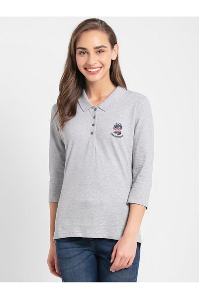 JOCKEY USA Orignals Polo T-Shirt UL10-0103-Lt Grey Mel