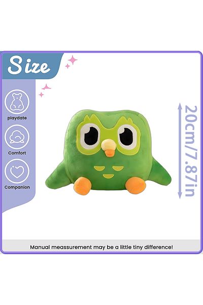Choice 20cm Owl Kawaii Duolingo Owl Plush Toy Soft Stuffed Animal Green Cartoon Owl Study Companion Funny H